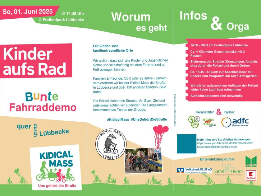 Bunte Kinder-Fahrraddemo in Lübbecke
